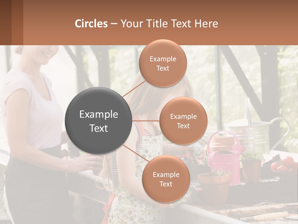 A Woman And A Little Girl Are In A Greenhouse PowerPoint Template