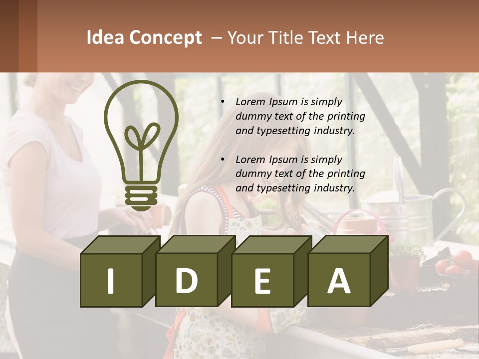 A Woman And A Little Girl Are In A Greenhouse PowerPoint Template