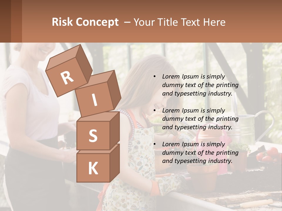 A Woman And A Little Girl Are In A Greenhouse PowerPoint Template