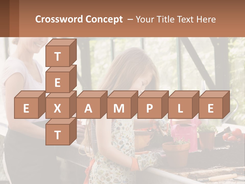 A Woman And A Little Girl Are In A Greenhouse PowerPoint Template