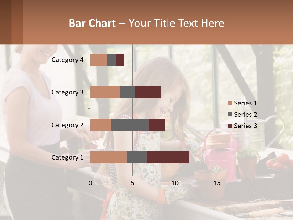 A Woman And A Little Girl Are In A Greenhouse PowerPoint Template