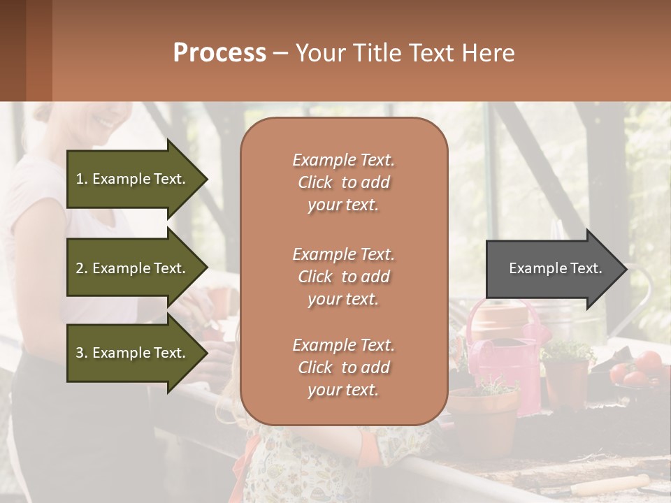 A Woman And A Little Girl Are In A Greenhouse PowerPoint Template