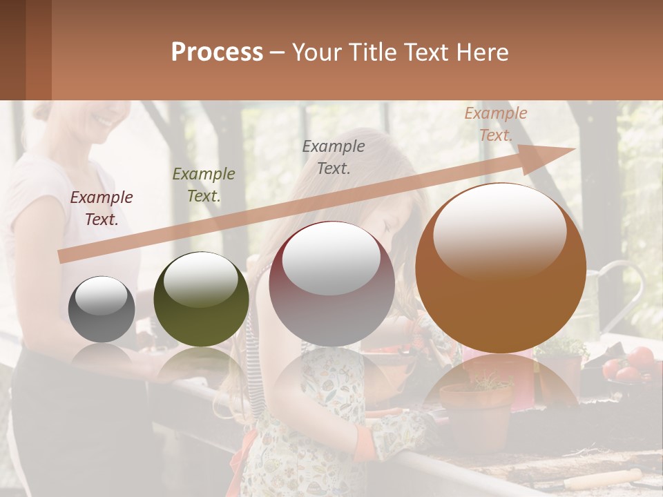 A Woman And A Little Girl Are In A Greenhouse PowerPoint Template