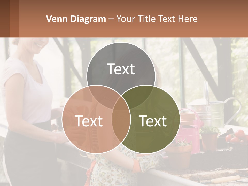 A Woman And A Little Girl Are In A Greenhouse PowerPoint Template