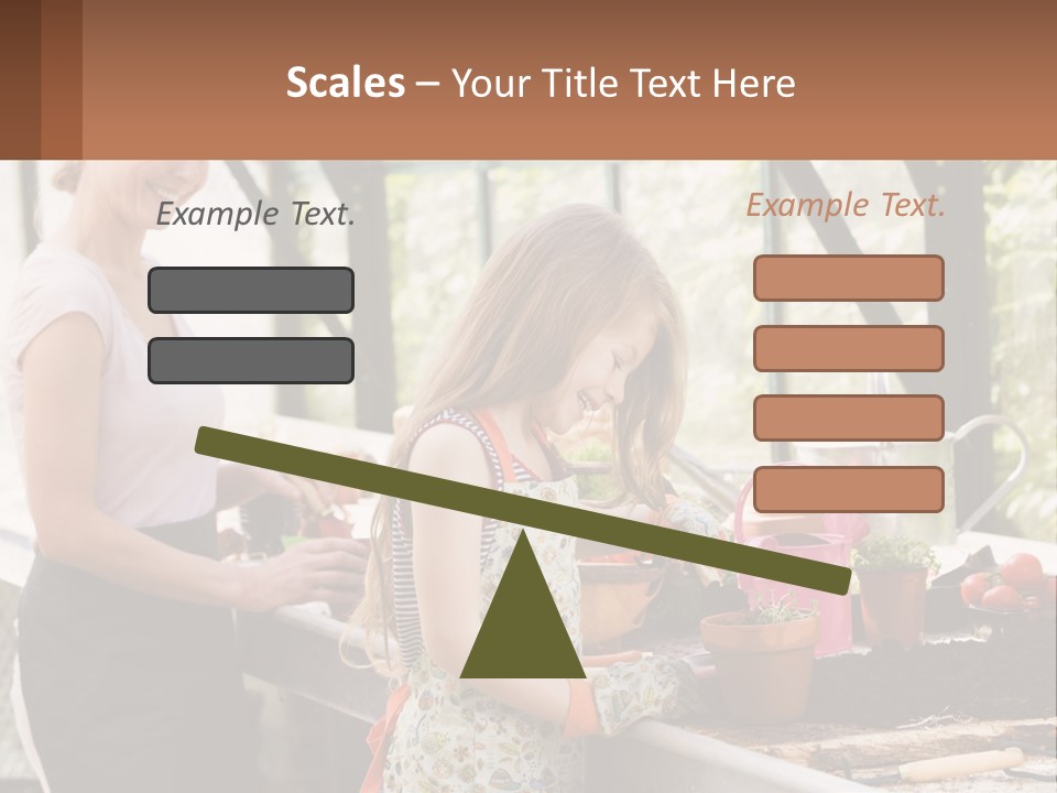 A Woman And A Little Girl Are In A Greenhouse PowerPoint Template