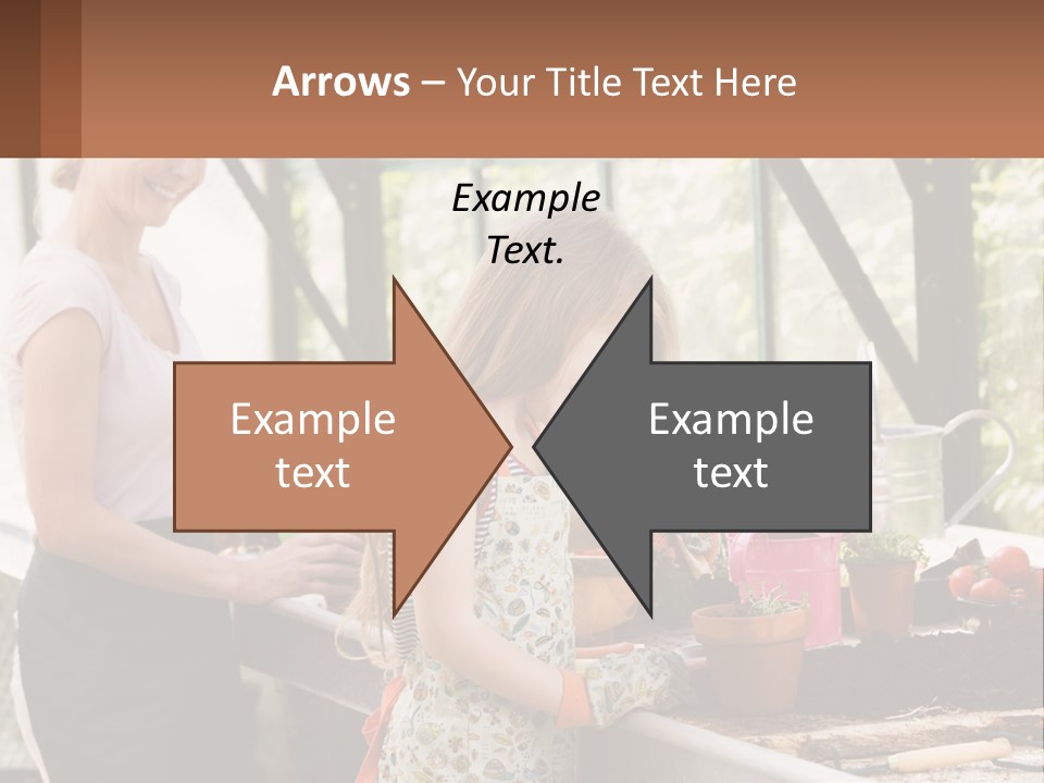 A Woman And A Little Girl Are In A Greenhouse PowerPoint Template