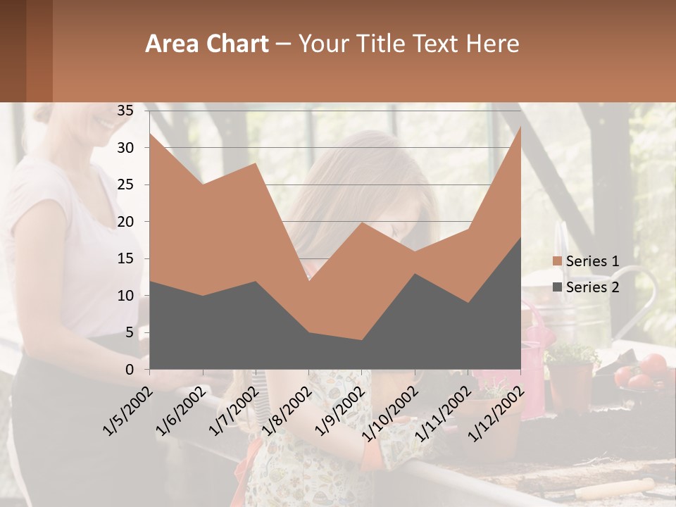 A Woman And A Little Girl Are In A Greenhouse PowerPoint Template