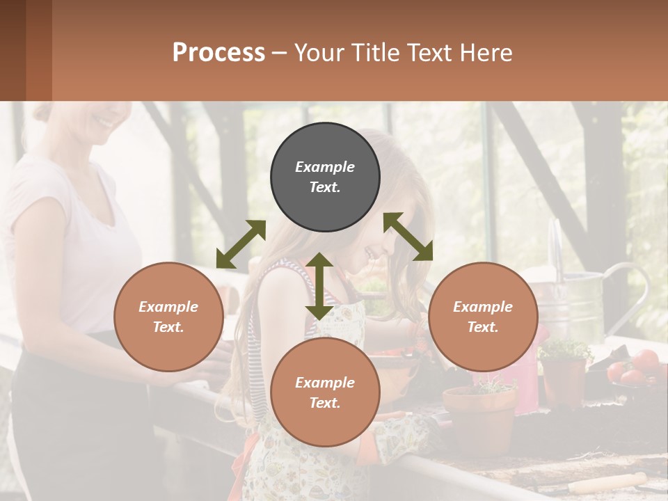 A Woman And A Little Girl Are In A Greenhouse PowerPoint Template