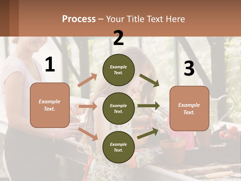 A Woman And A Little Girl Are In A Greenhouse PowerPoint Template