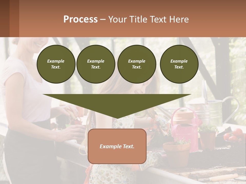 A Woman And A Little Girl Are In A Greenhouse PowerPoint Template