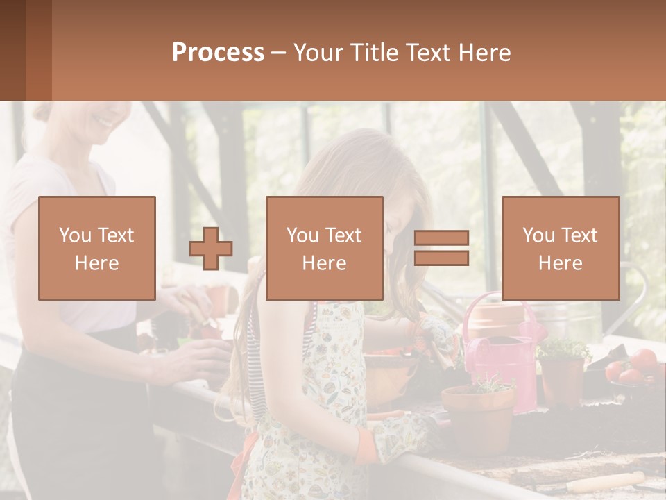 A Woman And A Little Girl Are In A Greenhouse PowerPoint Template