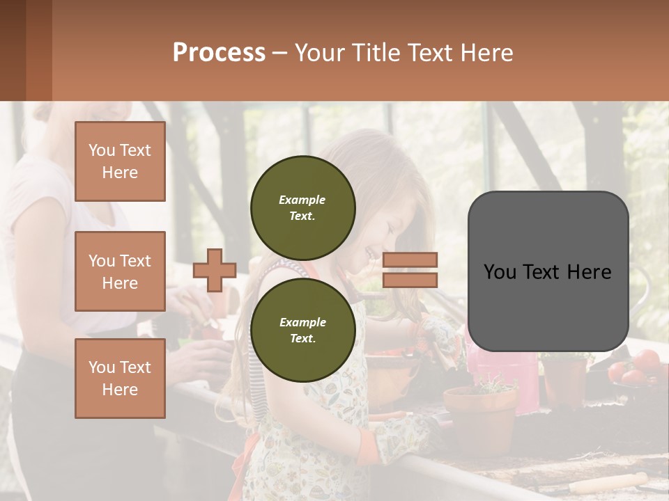 A Woman And A Little Girl Are In A Greenhouse PowerPoint Template