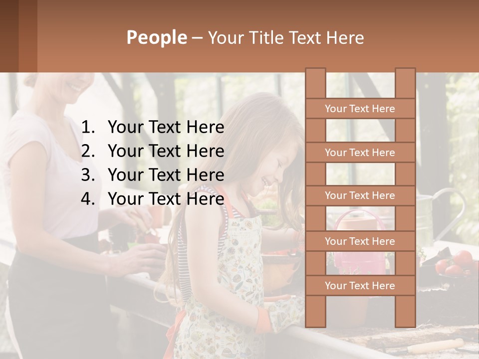A Woman And A Little Girl Are In A Greenhouse PowerPoint Template
