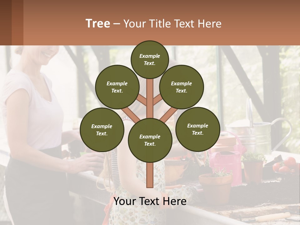 A Woman And A Little Girl Are In A Greenhouse PowerPoint Template