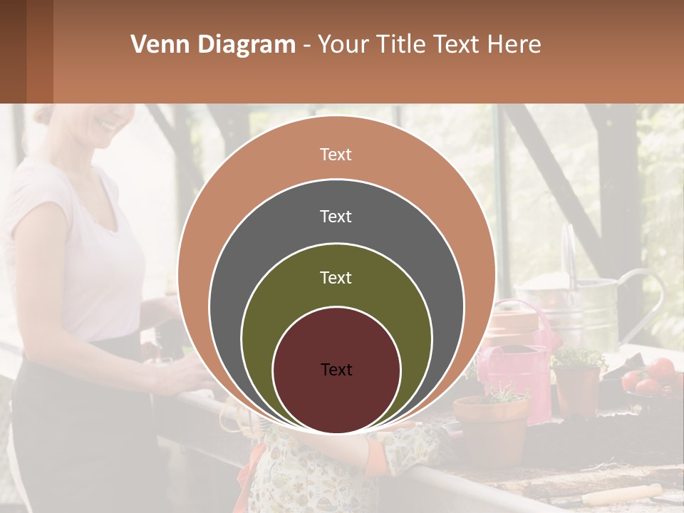 A Woman And A Little Girl Are In A Greenhouse PowerPoint Template