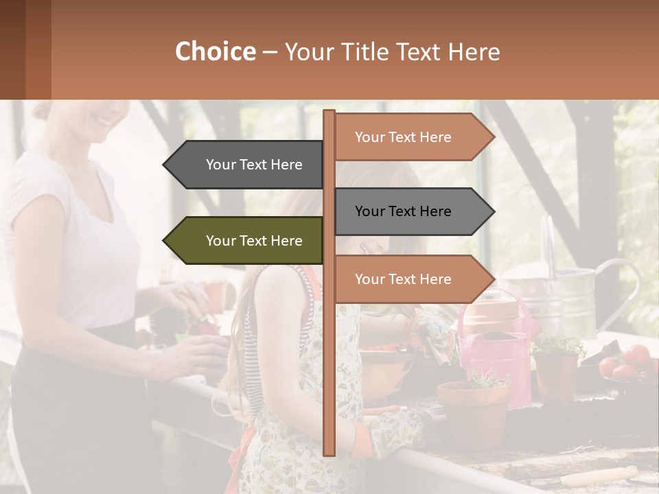 A Woman And A Little Girl Are In A Greenhouse PowerPoint Template