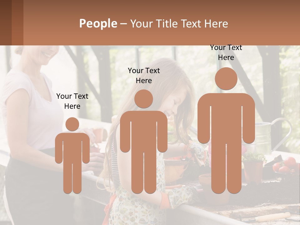 A Woman And A Little Girl Are In A Greenhouse PowerPoint Template