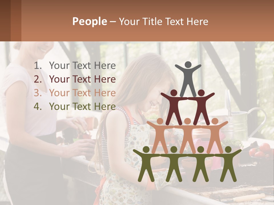 A Woman And A Little Girl Are In A Greenhouse PowerPoint Template