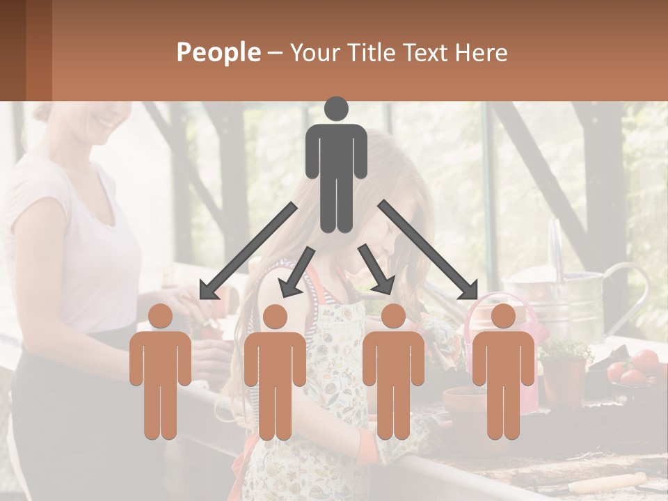 A Woman And A Little Girl Are In A Greenhouse PowerPoint Template