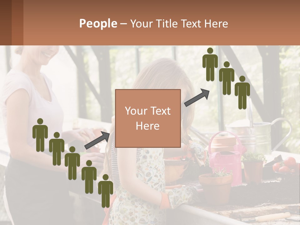 A Woman And A Little Girl Are In A Greenhouse PowerPoint Template