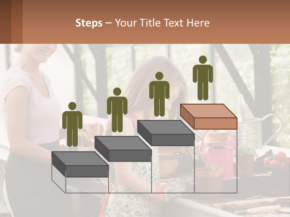 A Woman And A Little Girl Are In A Greenhouse PowerPoint Template