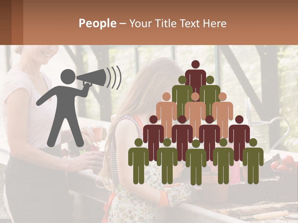 A Woman And A Little Girl Are In A Greenhouse PowerPoint Template