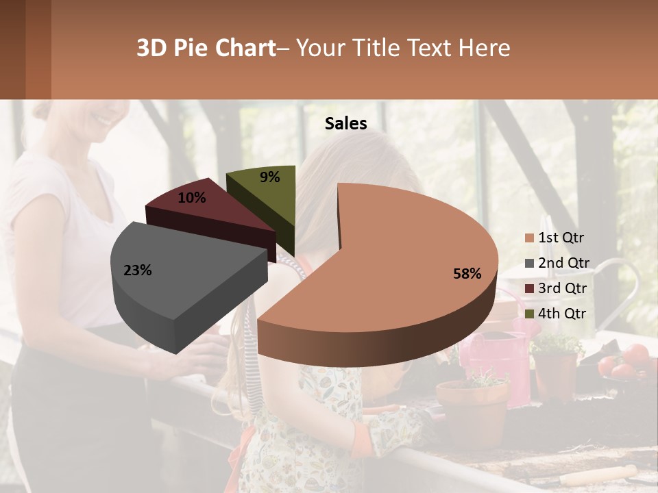 A Woman And A Little Girl Are In A Greenhouse PowerPoint Template