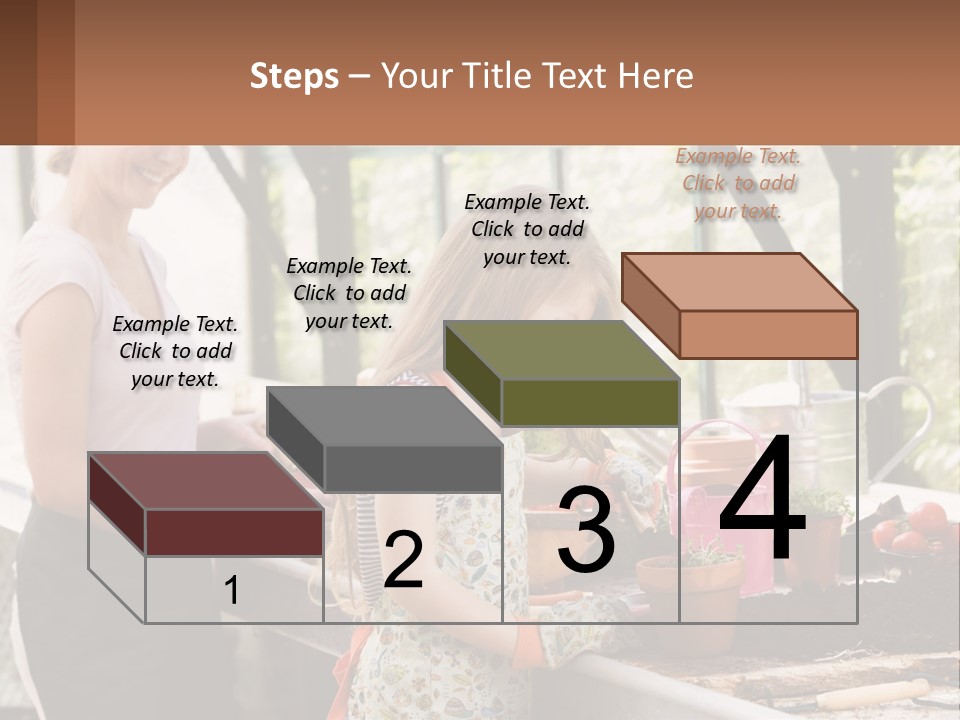 A Woman And A Little Girl Are In A Greenhouse PowerPoint Template