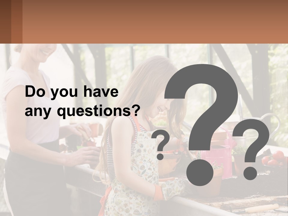 A Woman And A Little Girl Are In A Greenhouse PowerPoint Template