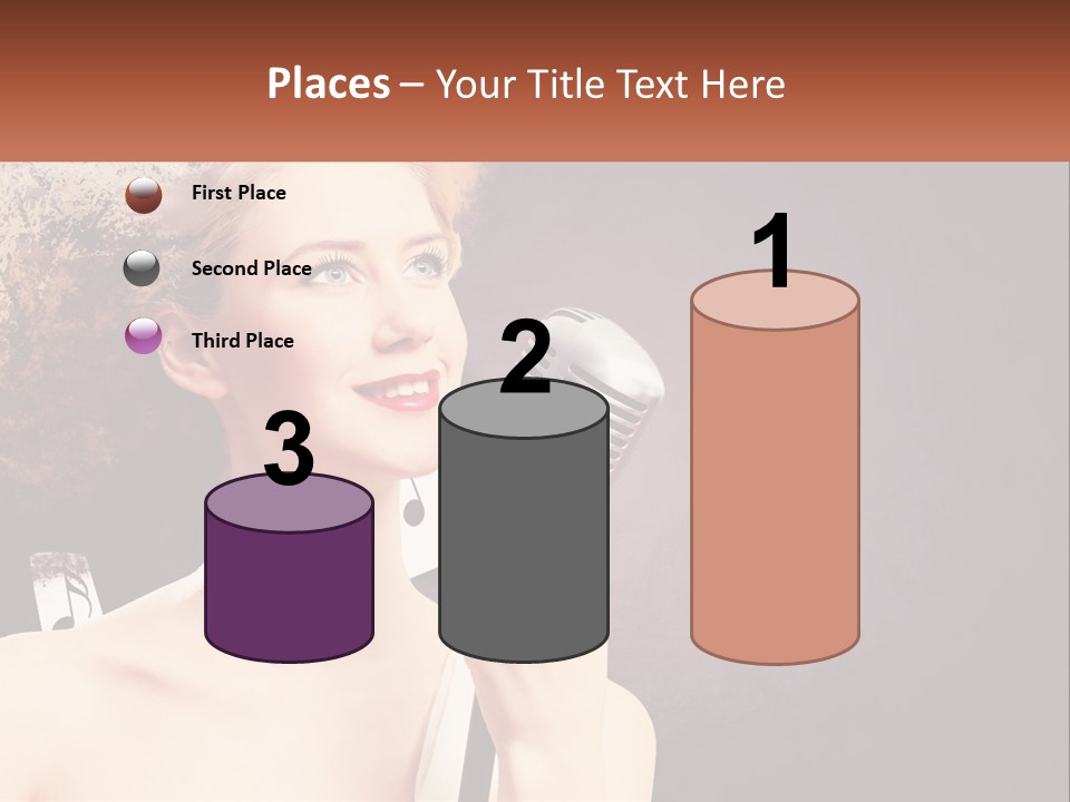 A Woman Holding A Microphone In Front Of Her Face PowerPoint Template