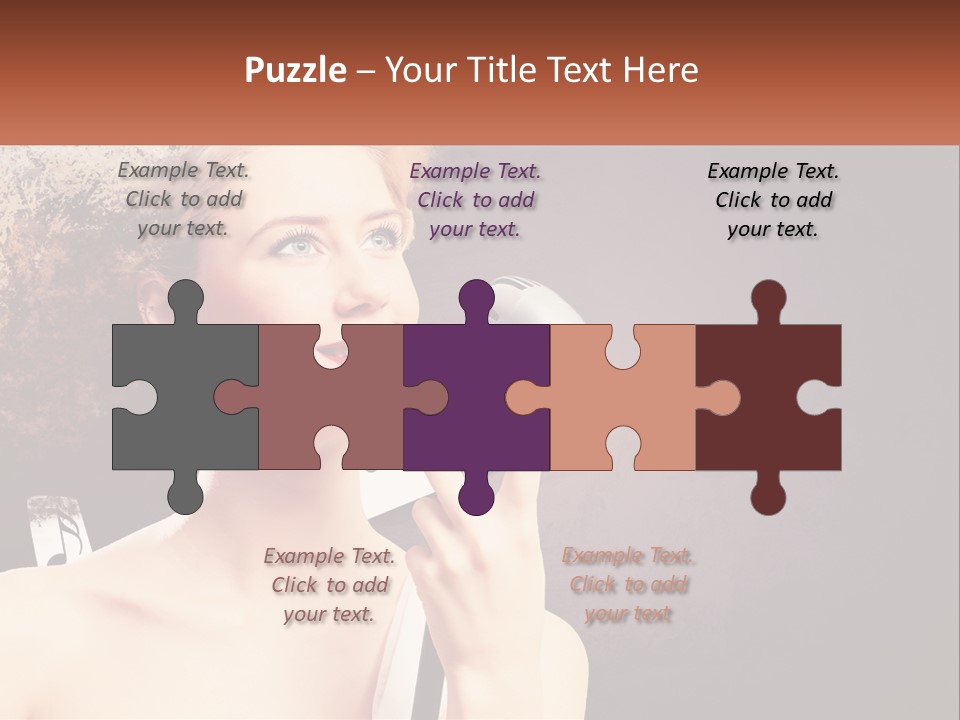 A Woman Holding A Microphone In Front Of Her Face PowerPoint Template