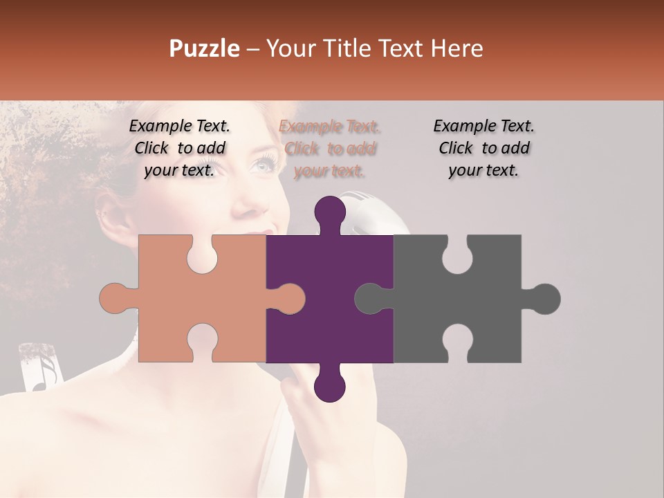 A Woman Holding A Microphone In Front Of Her Face PowerPoint Template