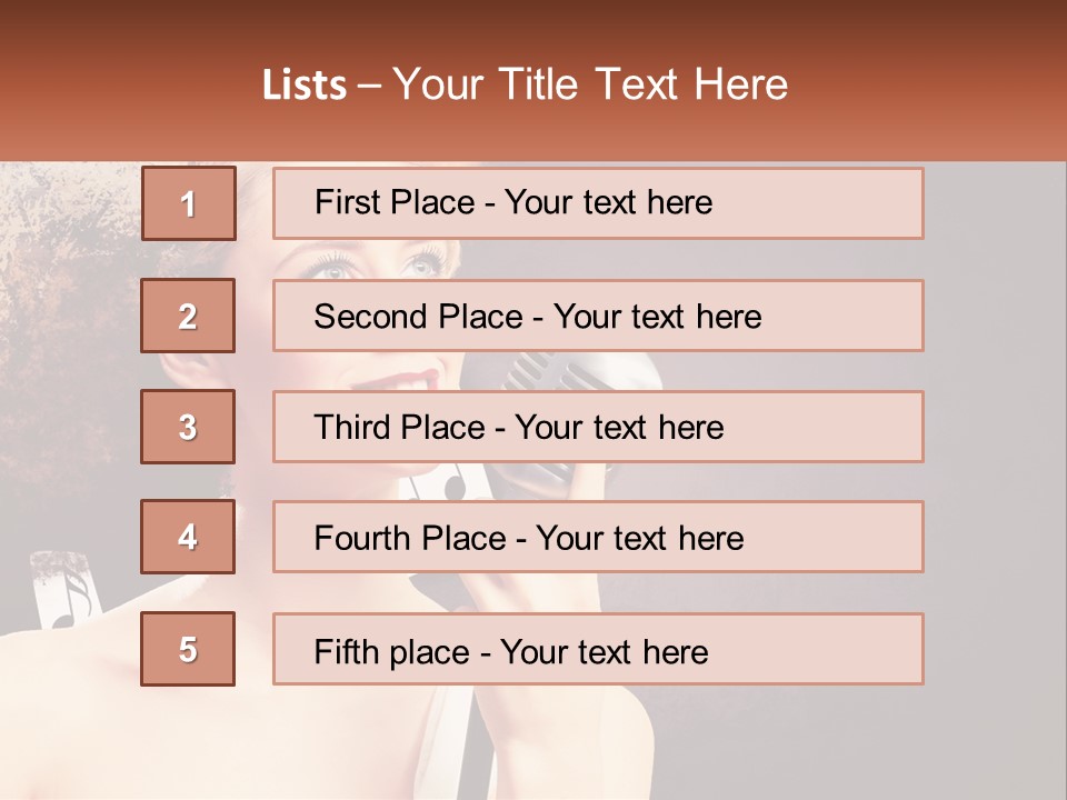 A Woman Holding A Microphone In Front Of Her Face PowerPoint Template