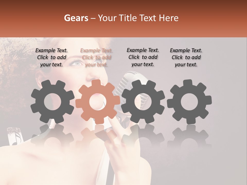 A Woman Holding A Microphone In Front Of Her Face PowerPoint Template