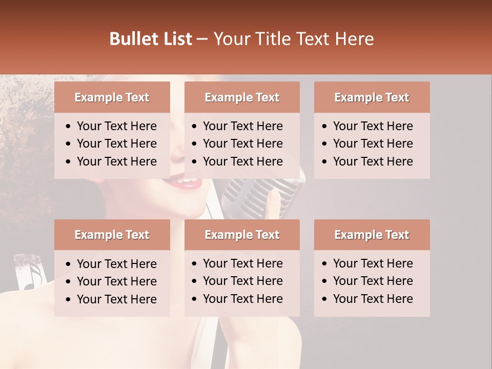 A Woman Holding A Microphone In Front Of Her Face PowerPoint Template