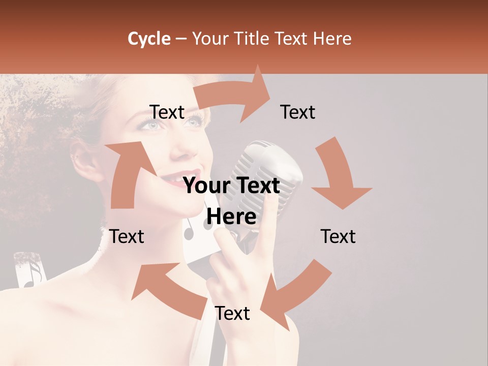 A Woman Holding A Microphone In Front Of Her Face PowerPoint Template