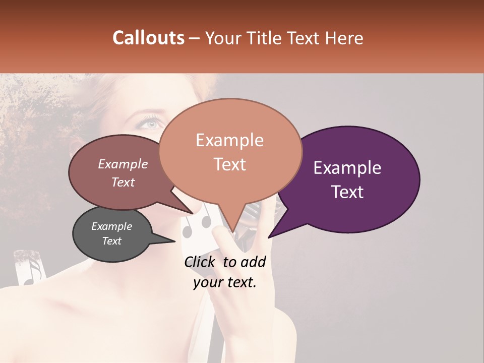 A Woman Holding A Microphone In Front Of Her Face PowerPoint Template