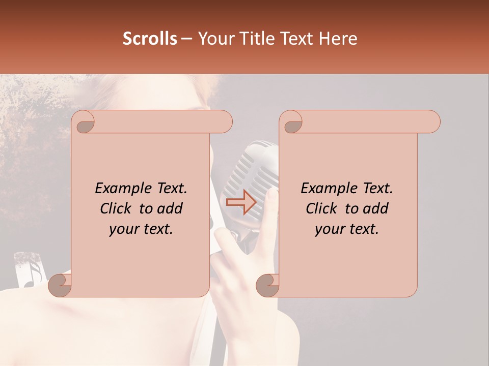 A Woman Holding A Microphone In Front Of Her Face PowerPoint Template