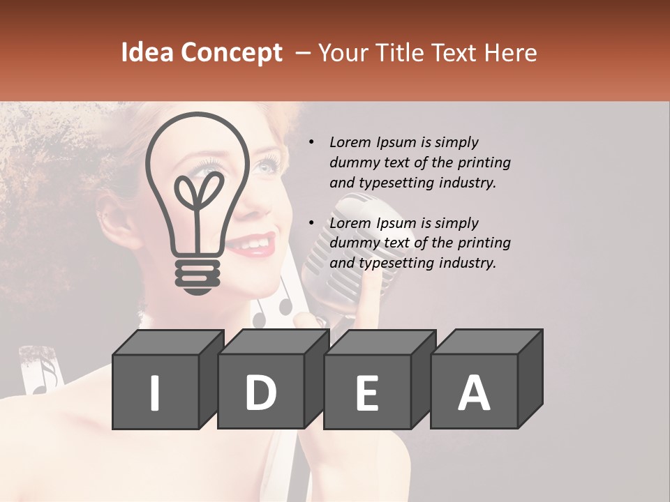 A Woman Holding A Microphone In Front Of Her Face PowerPoint Template