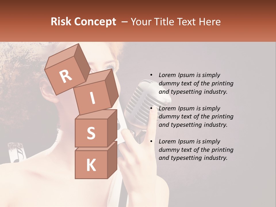 A Woman Holding A Microphone In Front Of Her Face PowerPoint Template