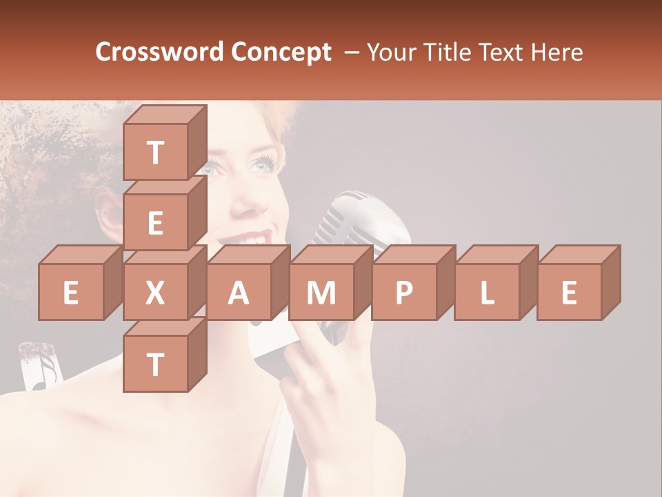 A Woman Holding A Microphone In Front Of Her Face PowerPoint Template