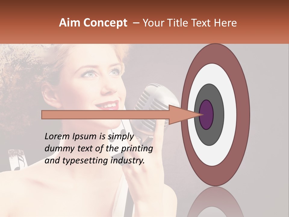 A Woman Holding A Microphone In Front Of Her Face PowerPoint Template