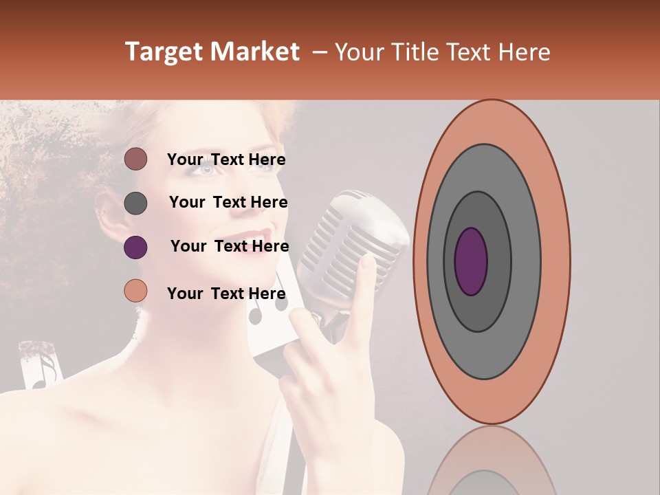 A Woman Holding A Microphone In Front Of Her Face PowerPoint Template