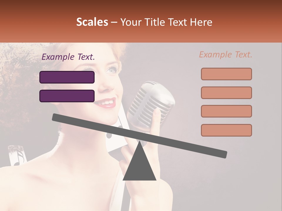 A Woman Holding A Microphone In Front Of Her Face PowerPoint Template