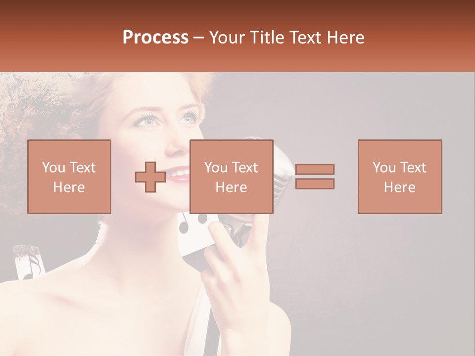 A Woman Holding A Microphone In Front Of Her Face PowerPoint Template