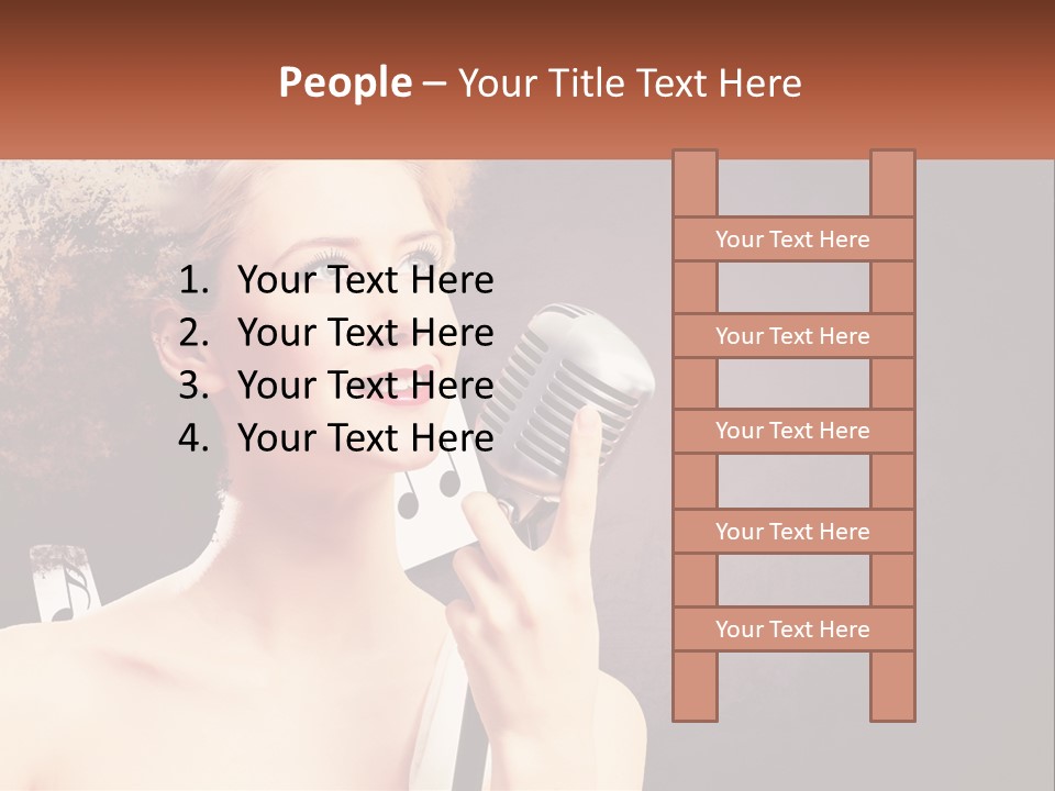 A Woman Holding A Microphone In Front Of Her Face PowerPoint Template