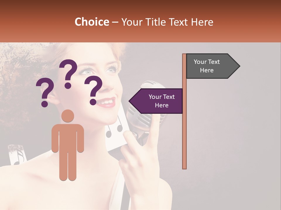 A Woman Holding A Microphone In Front Of Her Face PowerPoint Template