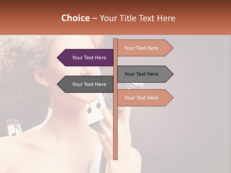 A Woman Holding A Microphone In Front Of Her Face PowerPoint Template