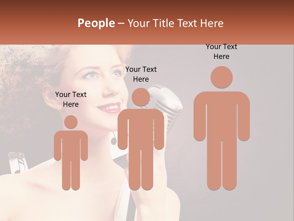 A Woman Holding A Microphone In Front Of Her Face PowerPoint Template