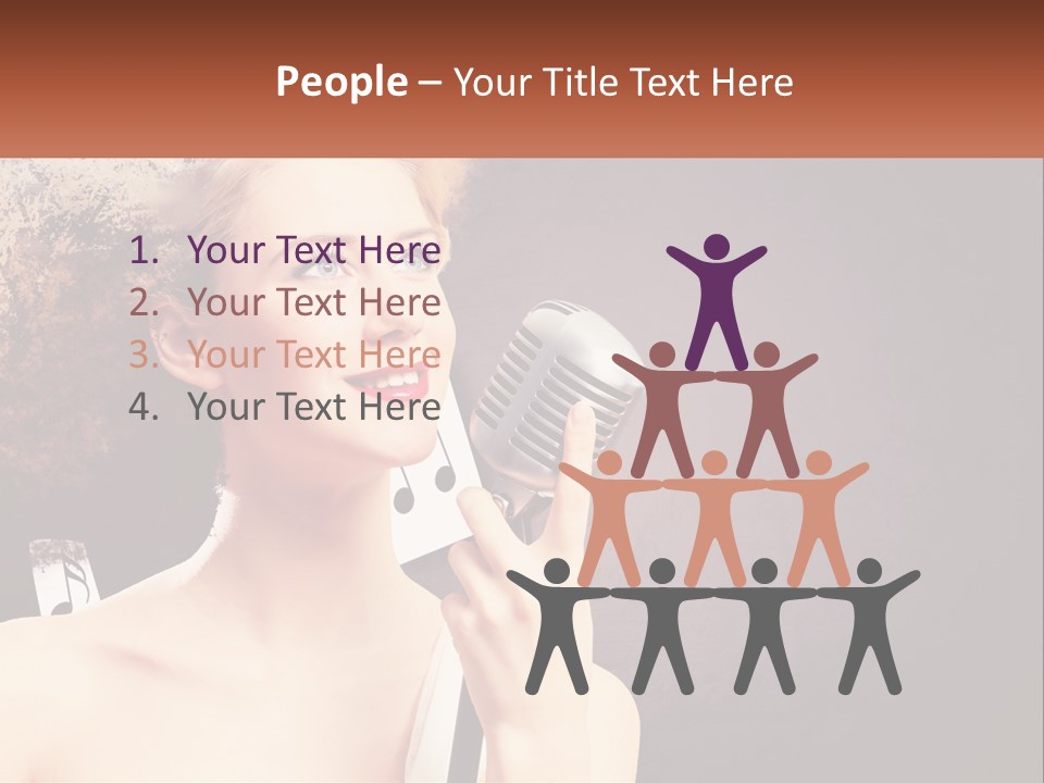 A Woman Holding A Microphone In Front Of Her Face PowerPoint Template